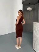 Fırfır Detaylı Triko Elbise- Kahverengi thumbnail 3