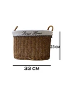 KULPLU OVAL KUMAŞLI SEPET BÜYÜK BOY 33 x 23 x 28 cm - 5