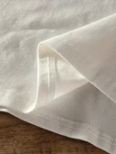 Brooklyn Harf Baskılı Düşük Omuzlu T-shirt, Rahat Kısa Kollu Bol T-shirt, Kadın Giyim - Beyaz thumbnail 5