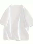 20/1 Penye Compack Gülücük Baskılı Oversize Bisiklet Yaka Kısa Kol Yazlık T-shirt - Beyaz thumbnail 4