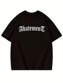 Örümcek Ağı Desenli Baskılı Oversize Bisiklet Yaka T-shirt - Siyah thumbnail 2