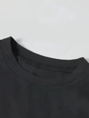 Ördek Baskılı ve Yuvarlak Yakalı Kadın Günlük Büyük Boy Siyah Tişört. - Siyah thumbnail 3