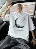 Erkekler için Siyah Tişört Grafik Genç Emo Vintage Gotik Rahat Büyük Beden Kısa Kollu Tişört Giysi Üst - Beyaz thumbnail 2