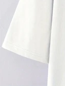 No Risk No Story Baskılı Oversize Bisiklet Yaka T-shirt - Beyaz thumbnail 4