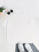 Ördek Baskılı ve Yuvarlak Yakalı Kadın Günlük Büyük Boy Siyah Tişört. - Beyaz thumbnail 4