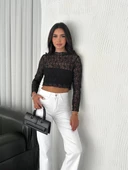 Kadın Dantel Uzun Kol Bluz- Siyah thumbnail 8