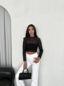 Kadın Dantel Uzun Kol Bluz- Siyah thumbnail 6