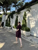 Kadın Yakalı Gömlek Kemerli Şortlu Takım - Bordo thumbnail 5