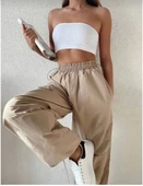 Kadın Cepli Paraşut Pantalon - Bej thumbnail 2