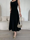 Sırt Dekolteli Kolsuz Uzun Elbise - Siyah - 7