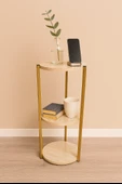 Çok Amaçlı 3 Katlı Raf - Çiçeklik, Organizer, Sehpa Ve Köşe Rafı - Gold - Traverten thumbnail 2