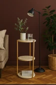 Çok Amaçlı 3 Katlı Raf - Çiçeklik, Organizer, Sehpa Ve Köşe Rafı - Gold - Traverten thumbnail 1