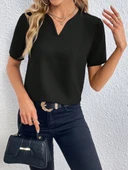 Lucky Life Kadın Kısa Kollu V Yakalı Ithal Krep Elbise thumbnail 2