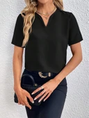 Lucky Life Kadın Kısa Kollu V Yakalı Ithal Krep Elbise thumbnail 1