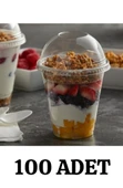 Plastik Milkshake Bardağı 100'lü Kapaklı İçecek Şeffaf Meşrubat Bardağı Cup 350 Cc(ml) - 1