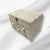 Ahşap boyanabilir- ham MDF- 3 çekmeceli-4bölmeli dekoratif organizer kutu - 6