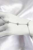 Pirinç Zirkon Taşlı Kutup Yıldızı Model Gümüş Renk Kadın Şahmeran - TJ-SN698 - 1
