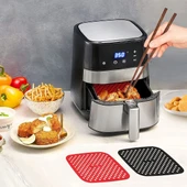 BUFFER® Siyah Isıya Dayanıklı Yıkanılabilir Silikon Fırın Ve Airfryer Kare Model Pişirme Matı 21,5 Cm thumbnail 7