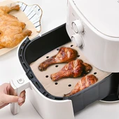 BUFFER® 150 Adet Air Fryer Pişirme Kağıdı Tek Kullanımlık Hava Fritöz Yağ Geçirmez Yapışmaz Gıda Pişirme Kağıdı Delikli Kare Model thumbnail 2