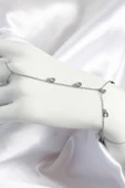 Pirinç Zirkon Taşlı Sallantılı Damla Model Gümüş Renk Kadın Şahmeran - TJ-SN704 - 1