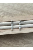 Minimal Beyaz Kedi Gözü Gümüş Kaplama Top Küpe - 1