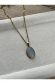 Opal Taşı Çelik Kolye El Yapımı - 1