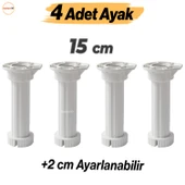 Ayarlanabilir 4 Adet 15 Cm Plastik Ayak Dolap Mobilya Tezgah Yükseltici Yükseltme Ayağı Ayakları thumbnail 1