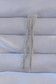 Pirinç Gümüş Renk Zirkon Taşlı Su Yolu Model Küpe 9146 - 1