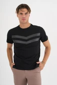 Erkek Siyah Baskılı %100 Pamuklu Standart Kalıp T-Shirt - 1