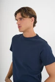 Erkek Lacivert %100 Pamuklu Standart Kalıp T-Shirt - 10