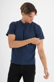 Erkek Lacivert %100 Pamuklu Standart Kalıp T-Shirt - 7