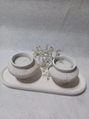 TABAKLI 2'Lİ FİJİ MUMLUK SET BEYAZ thumbnail 5