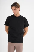 Erkek Siyah %100 Pamuklu Standart Kalıp T-sihrt - 8