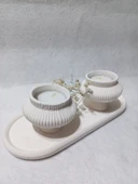 TABAKLI 2'Lİ FİJİ MUMLUK SET BEYAZ thumbnail 3