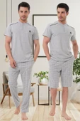 Mecit 2980 Gri Büyük Beden 3 Parça Erkek Şortlu Pijama Takımı thumbnail 1