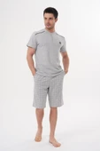 Mecit 2980 Gri Büyük Beden 3 Parça Erkek Şortlu Pijama Takımı thumbnail 3