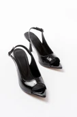 717 Siyah Rugan Sivri Burunlu Topuklu Kadın Sandalet thumbnail 3