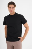 Erkek Siyah %100 Pamuklu Standart Kalıp T-sihrt - 1