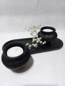 TABAKLI 2'Lİ FİJİ MUMLUK SET SİYAH - 4