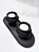 TABAKLI 2'Lİ FİJİ MUMLUK SET SİYAH - 3
