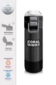 Coral High 500 ml Koyu Gri Siyah Desenli - Erkek Çocuk Paslanmaz Çelik Okul Termosu/Suluk/Matara thumbnail 2