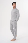Mecit 2982 Erkek Gri Büyük Beden Uzun Kollu Pijama Takımı thumbnail 2