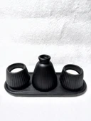 PAMPAS VAZOLU TABAKLI İKİLİ TEALİGHT MUMLUK SET SİYAH thumbnail 3