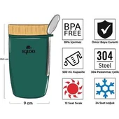 Igloo Bamboo Yemek Termosu 500ml-YEŞİL - 3