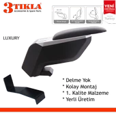 Lüks Set Peugeot 208 2015 Delmesiz Çelik Ayaklı Gri-Siyah Kolçak Kol Dayama, Direksiyon Kılıfı thumbnail 2