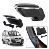 Lüks Set Fiat Doblo 2010 Delmesiz Çelik Ayaklı Gri-Siyah Kolçak Kol Dayama, Direksiyon Kılıfı thumbnail 1