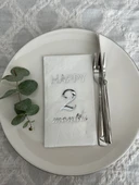 Gümüş Yaldızlı Beyaz Happy 2 Yaş Months Garson Katlama Peçete 16 Adet - 1