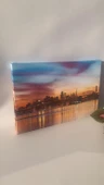 Günbatımı Şehir Ve Köprü Manzaralı Natürel Tasarım Ahşap Çerçeve Ev İşyeri Duvar Kanvas Tablo SHR2 thumbnail 2