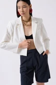 Crop Keten Blazer Ceket thumbnail 3