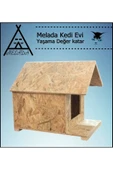 MELADA Kedi Evi Dış Ortam Uygun Ahşap Kedi Evi OSB 45x40x40 cm - 4
